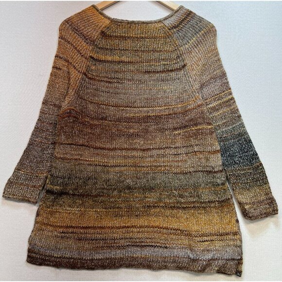 Cj Banks Womens Pullover Sweater Knit Long Sleeve Size 1X Brown Stripe Oversized - Picture 2 of 12